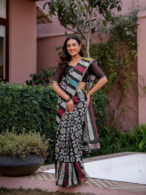 Vasthrlay Womens Printed Unstitched Dusty Pink Saree