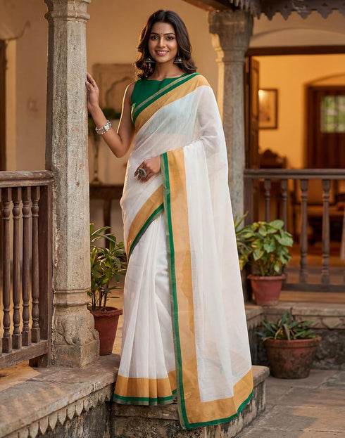 Vasthrlay Womens Printed Unstitched Olive Green Saree