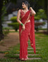 Vasthrlay Georgette Leheriya Red Saree With Unstitched Blouse Piece