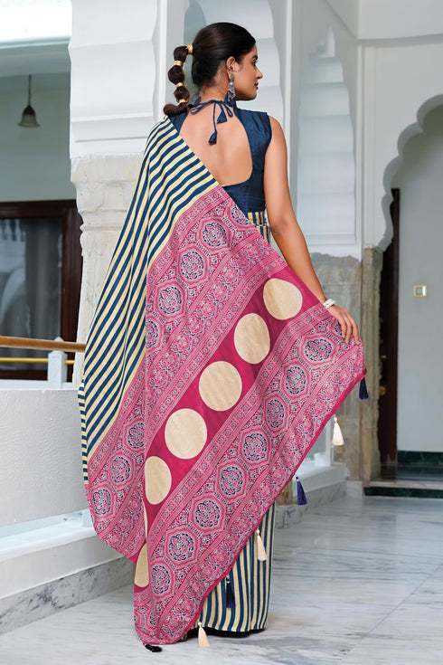 Vasthrlay Fashion Stripes Printed Ethnic Wear