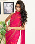 Vasthrlay Chiffon Tassels Unstitched Dark Green Saree