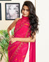 Vasthrlay Chiffon Tassels Rani Pink Saree With Unstitched Blouse Piece