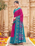 Vasthrlay Georgette Printed Unstitched Rani Pink Saree