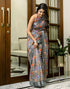 Vasthrlay Womens Cotton Unstitched Teal Saree