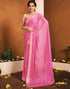 Vasthrlay Chiffon Bandhani Unstitched Dark Green Saree