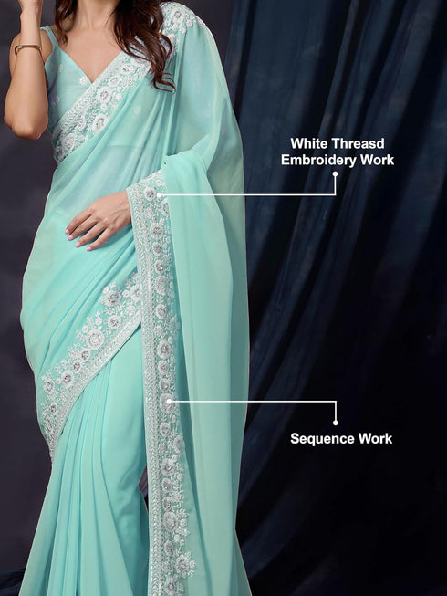 Vasthrlay Georgette Embroidery Unstitched Purple Ethnic Wear