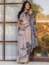 Vasthrlay Womens Printed Dark Beige Saree With Unstitched Blouse Piece