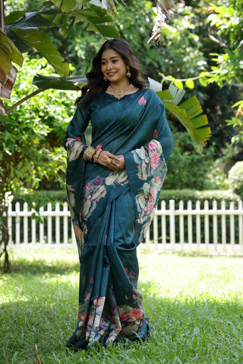 Vasthrlay Tussar Beautiful Royal Blue