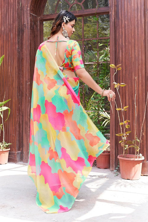 Vasthrlay Georgette Sequence White Ethnic Wear
