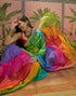 Vasthrlay Scalloped Embroidery Unstitched Lime Green Saree