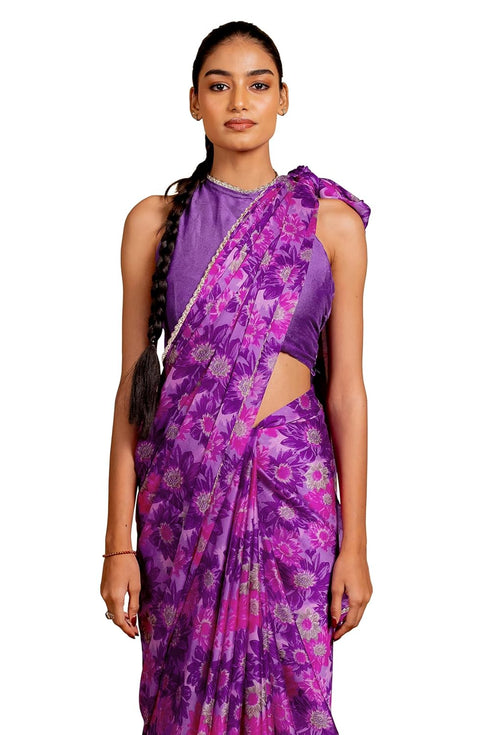 Vasthrlay Fashion Georgette Dark Multicolor Ethnic Wear