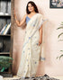 Vasthrlay Chanderi Printed Unstitched Off White Saree