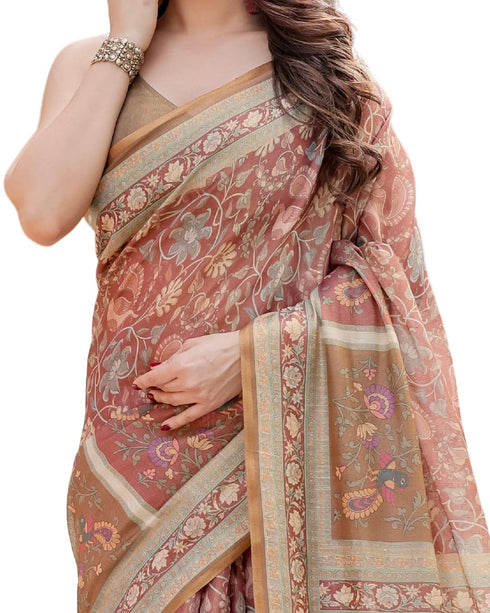 Vasthrlay Turquoise Embroidery Traditional Saree