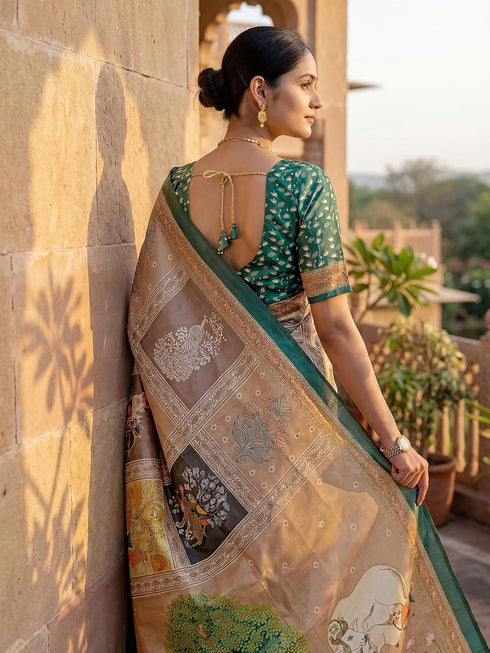 Vasthrlay Banglori Printed Dusty Saree