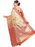 Vasthrlay Orange Banarasi Unstitched Saree