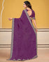 Vasthrlay Georgette Embroidery Purple Saree With Unstitched Blouse Piece