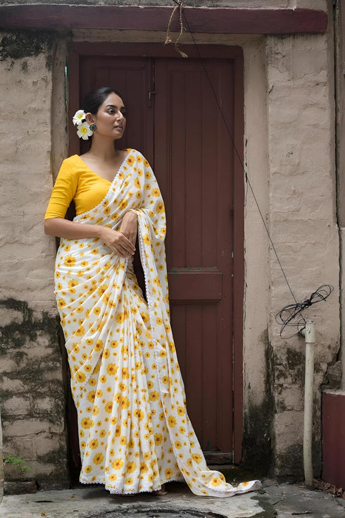VasthrlayChanderi Unstitched Surajmukhi Yellow Free Ethnic Wear