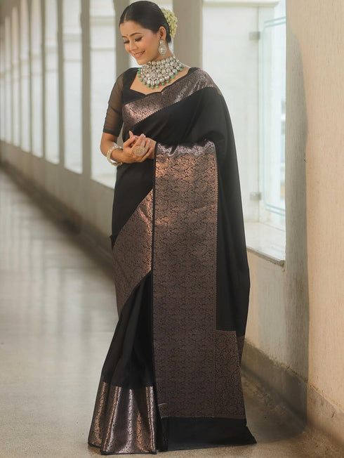 Vasthrlay Saree Kanjivaram Silk Pari Dark