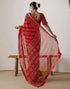 Vasthrlay Georgette Bandhani Red Saree With Unstitched Blouse Piece
