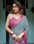 Vasthrlay Womens Printed Unstitched Light Green Saree
