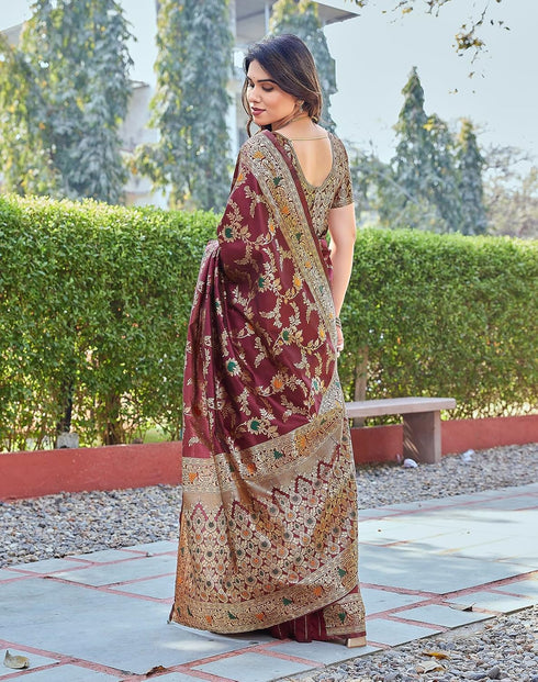 Vasthrlay Banarasi Kanjivaram Az Ys Sirisha Maroon Ethnic Wear