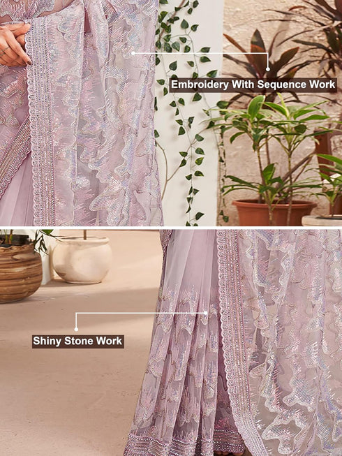 Vasthrlay Embroidery Unstitch Purple Ethnic Wear