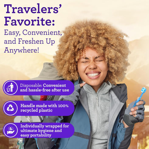 GuruNanda Ready-to-Go Disposable Mini Travel Toothbrushes