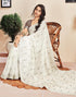 Vasthrlay Printed Striped Unstitched Peach Saree