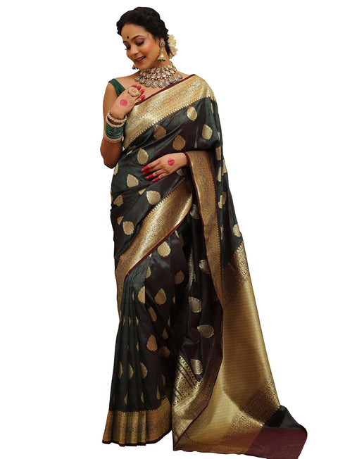 Vsathrlay Saree Kanjivaram Silk Pari Gold