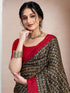 Vasthrlay Bandhani Printed Black Saree With Unstitched Blouse Piece