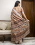 Vasthrlay Womens Cotton Beige And Brown Saree With Unstitched Blouse Piece