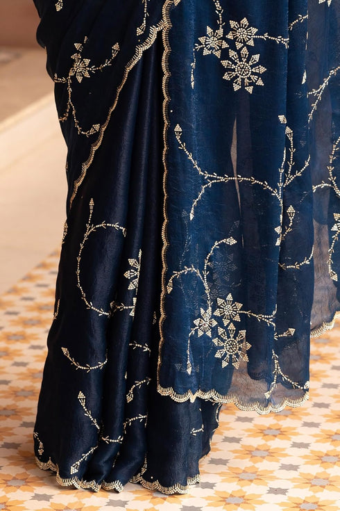 Vasthrlay Organza Saree Stone