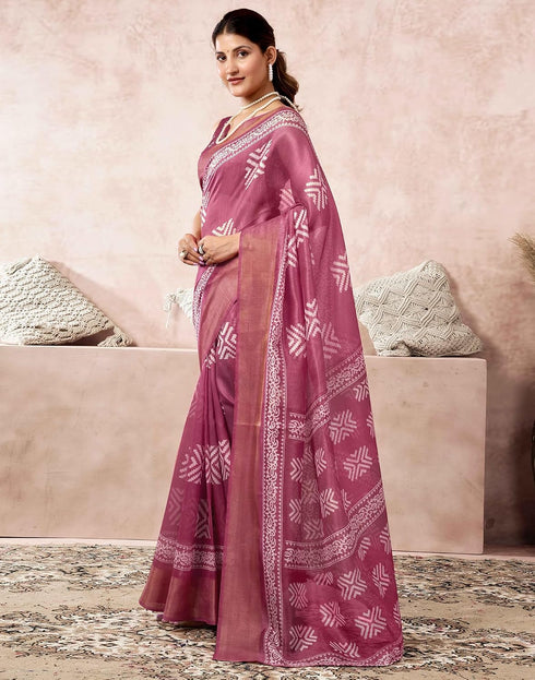 Vasthrlay Womens Cotton Blouse White | Light Green Saree With Unstitched Blouse Piece