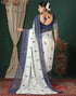 Vasthrlay Georgette Bandhani Unstitched White Saree