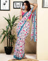 Vasthrlay Womens Printed Unstitched White Saree