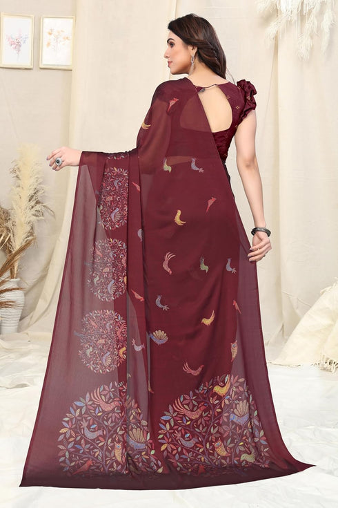 Vasthrlay Fashion Chiffon Printed Dusty Ethnic Wear