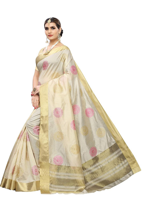 Vasthrlay Kerala Crismistmas Free Size Off White Ethnic Wear