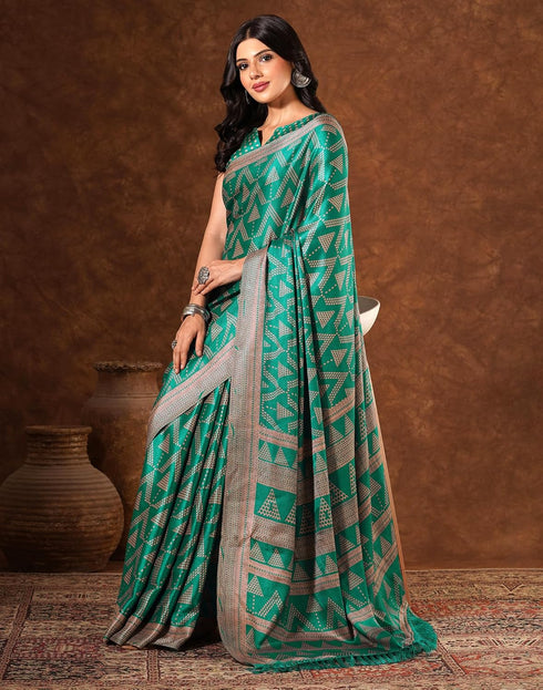 Vasthrlay Womens Printed Unstitched Brown Saree