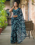 Vasthrlay Chiffon Bandhani Unstitched Olive Green Saree