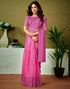 Vasthrlay Chanderi Printed Unstitched Blue Saree