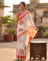 Vasthrlay Womens Printed Unstitched Peach Saree