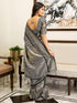Vasthrlay Weaving Tassels Grey Saree With Unstitched Blouse Piece