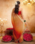 Vasthrlay Georgette Bandhani Orange Saree With Unstitched Blouse Piece