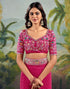 Vasthrlay Embroidery Traditional Rani Pink Saree With Unstitched Blouse Piece