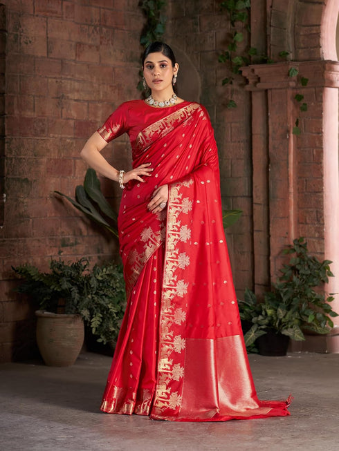 Vasthrlay Women's Kanjivaram Silk Unstitched Saree