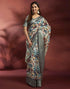 Vasthrlay Womens Printed Unstitched Navy Blue Saree