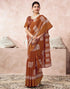Vasthrlay Womens Cotton Blouse Rust Saree With Unstitched Blouse Piece