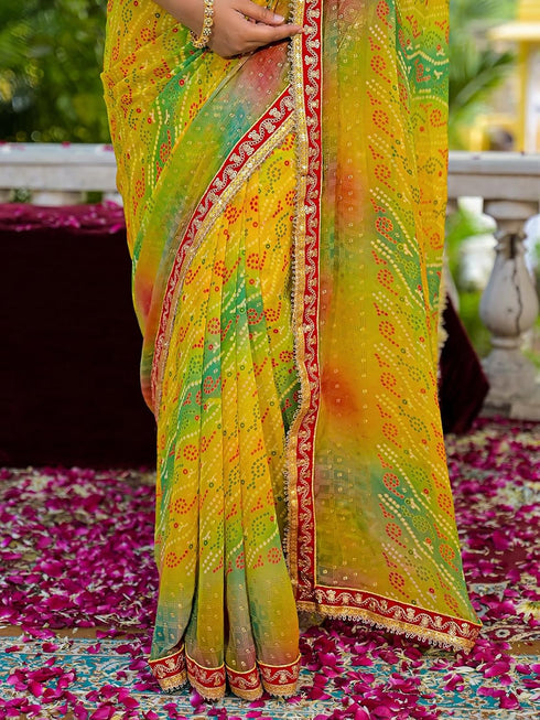 Vasthrlay Georgette Bandhani Multi Saree