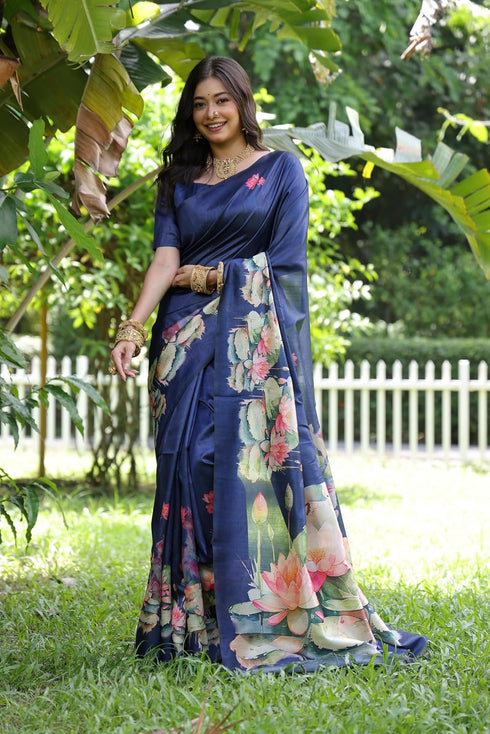 Vasthrlay Tussar Beautiful Royal Blue