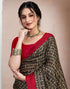 Vasthrlay Bandhani Printed Black Saree With Red Unstitched Blouse Piece
